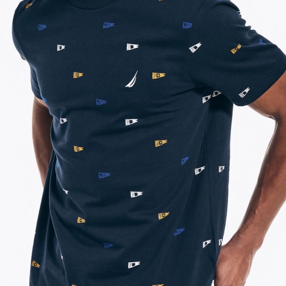 Nautical all over flag print soft cotton jersey tshirt - Picture 2 of 7
